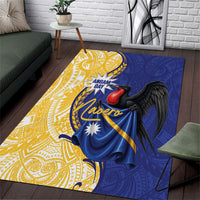 Nauru Angam Day Area Rug Naoero Frigatebird With Flag Proud