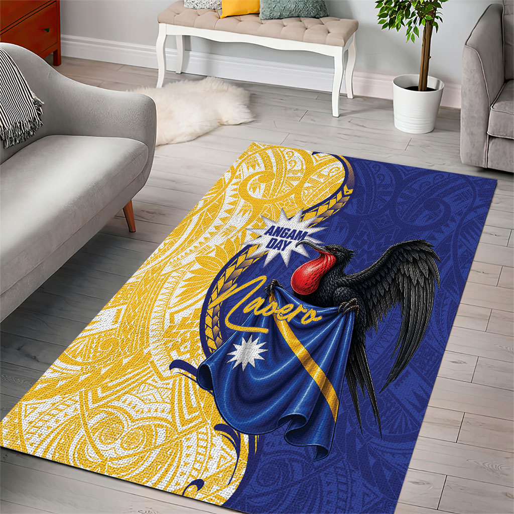 Nauru Angam Day Area Rug Naoero Frigatebird With Flag Proud