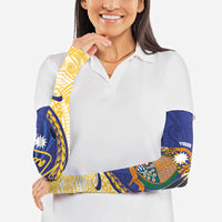 Personalised Nauru Angam Day Arm Sleeves Naoero Frigatebird With Flag Proud