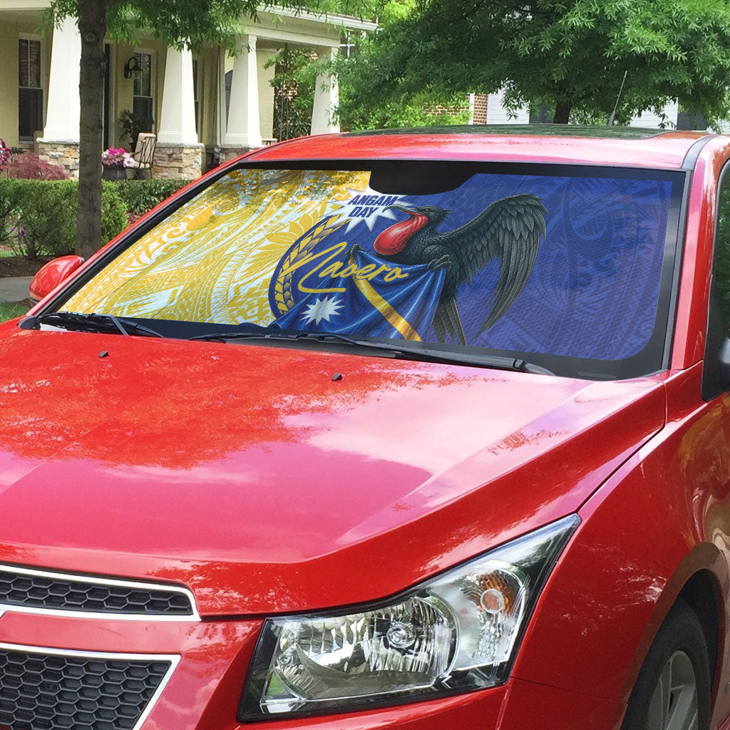 Nauru Angam Day Auto Sun Shade Naoero Frigatebird With Flag Proud