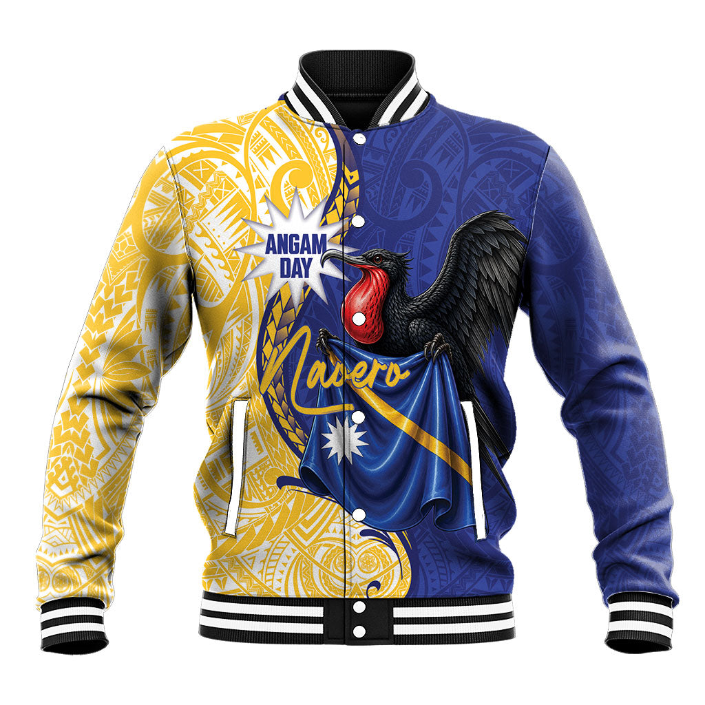 Personalised Nauru Angam Day Baseball Jacket Naoero Frigatebird With Flag Proud