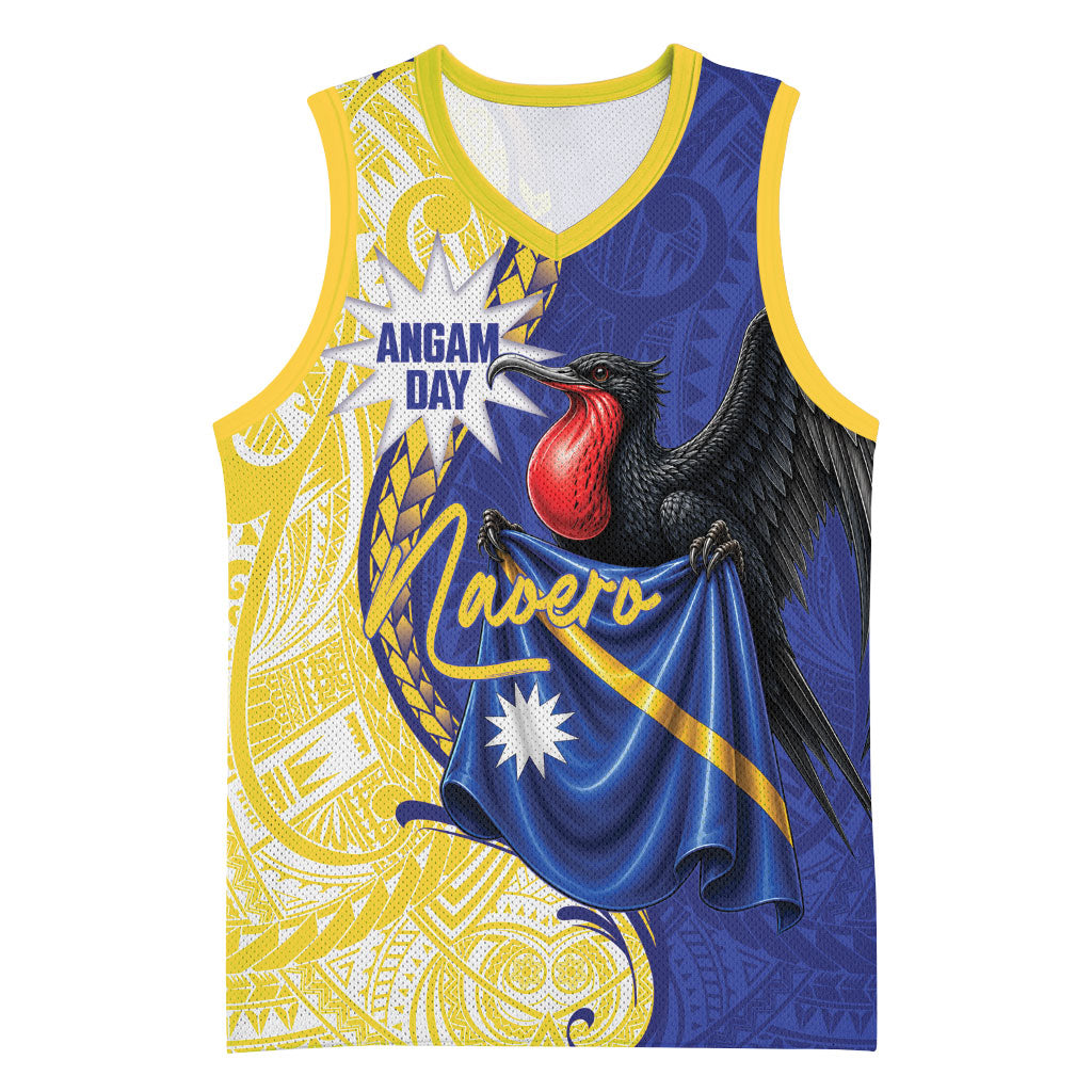 Personalised Nauru Angam Day Basketball Jersey Naoero Frigatebird With Flag Proud