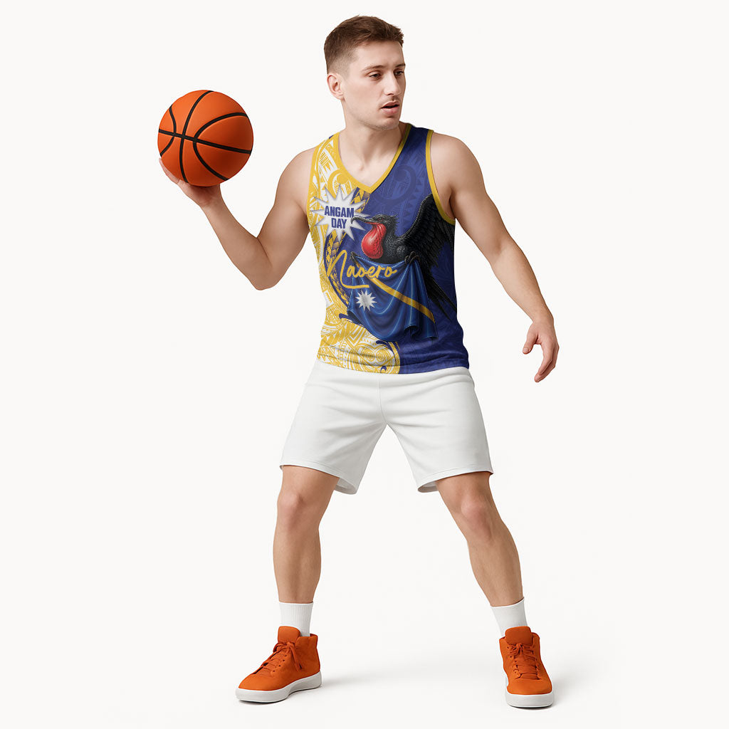 Personalised Nauru Angam Day Basketball Jersey Naoero Frigatebird With Flag Proud