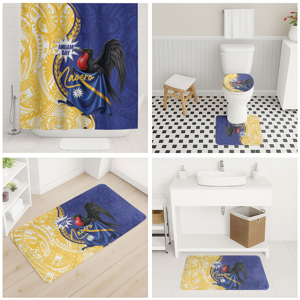 Nauru Angam Day Bathroom Set Naoero Frigatebird With Flag Proud
