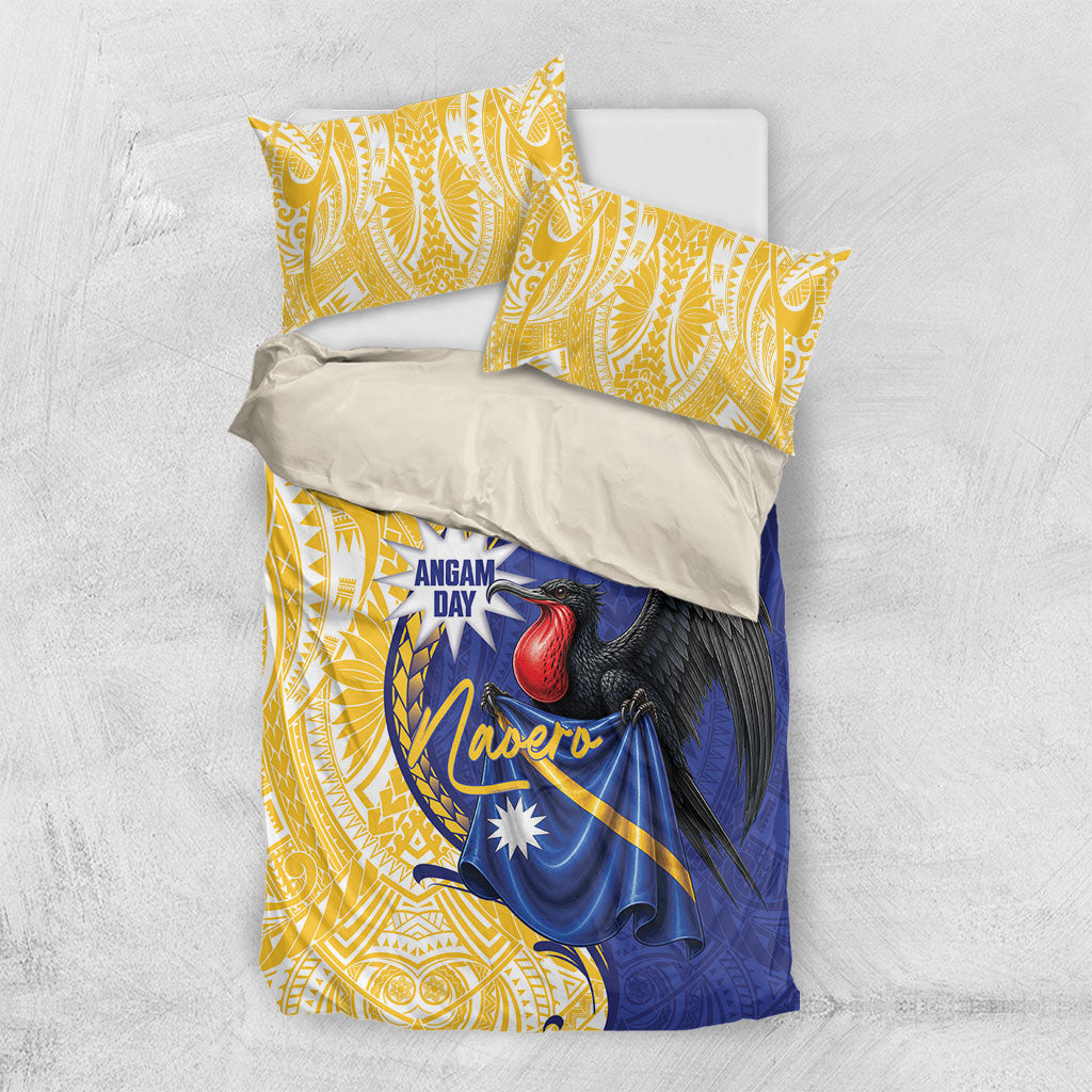 Nauru Angam Day Bedding Set Naoero Frigatebird With Flag Proud