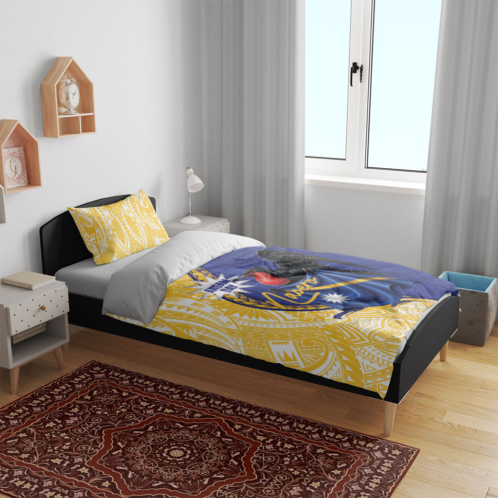 Nauru Angam Day Bedding Set Naoero Frigatebird With Flag Proud