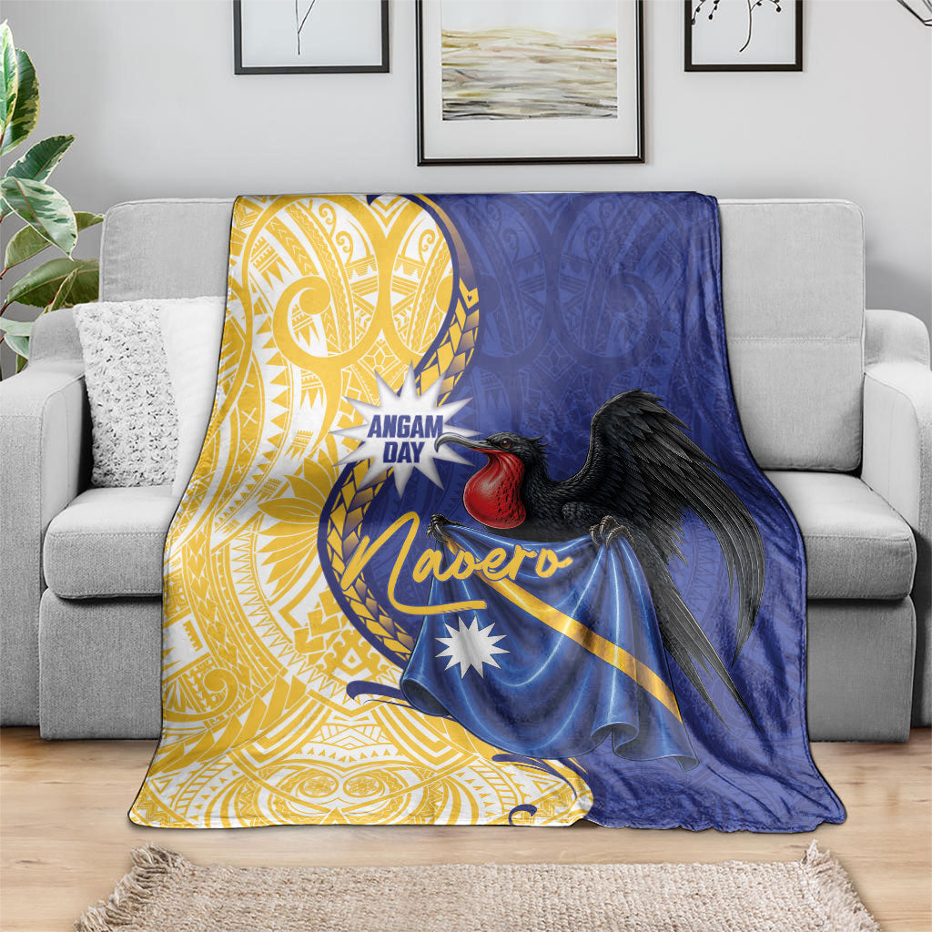 Nauru Angam Day Blanket Naoero Frigatebird With Flag Proud