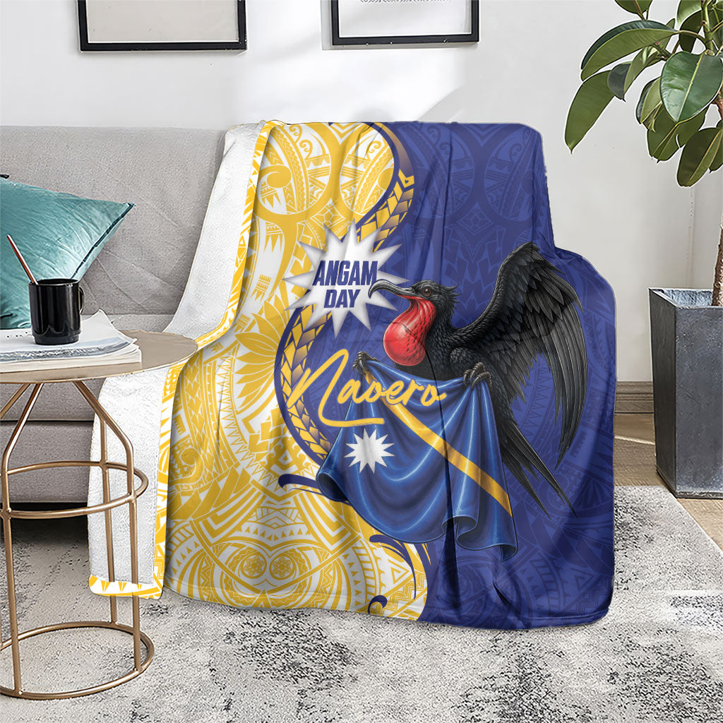 Nauru Angam Day Blanket Naoero Frigatebird With Flag Proud