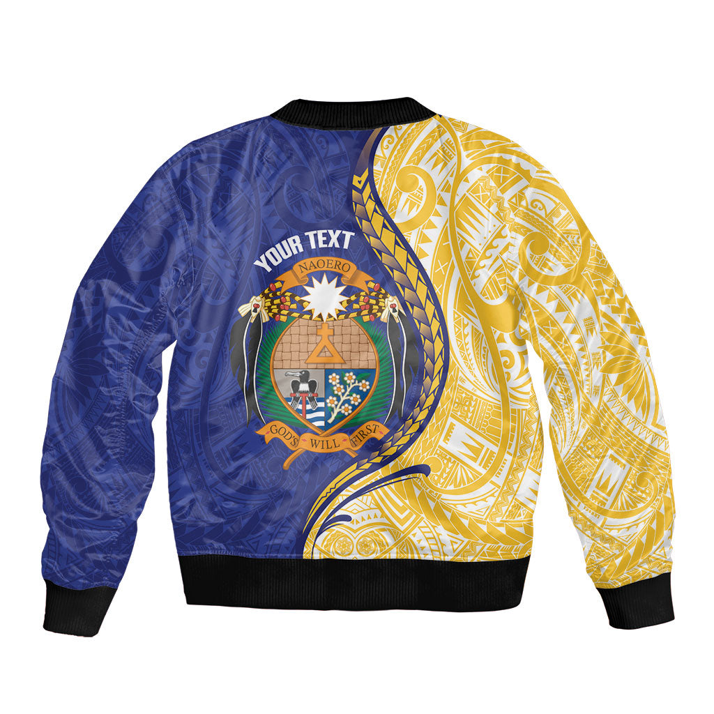Personalised Nauru Angam Day Bomber Jacket Naoero Frigatebird With Flag Proud