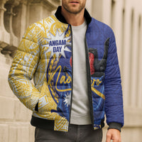 Personalised Nauru Angam Day Bomber Puffer Jacket Naoero Frigatebird With Flag Proud