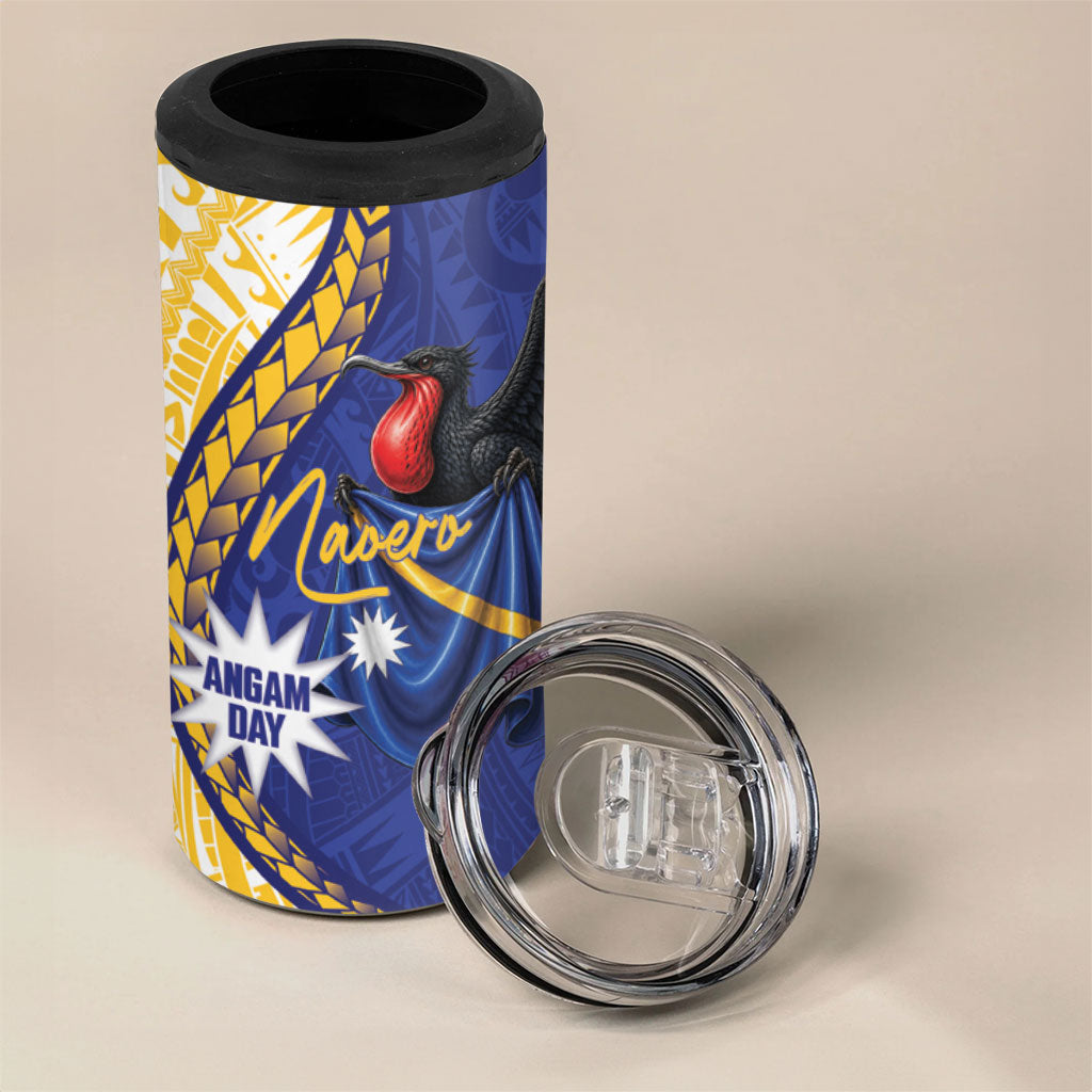 Personalised Nauru Angam Day 4 in 1 Can Cooler Tumbler Naoero Frigatebird With Flag Proud