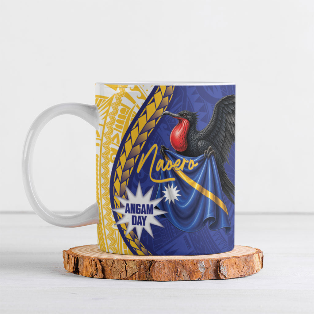 Personalised Nauru Angam Day Ceramic Mug Naoero Frigatebird With Flag Proud