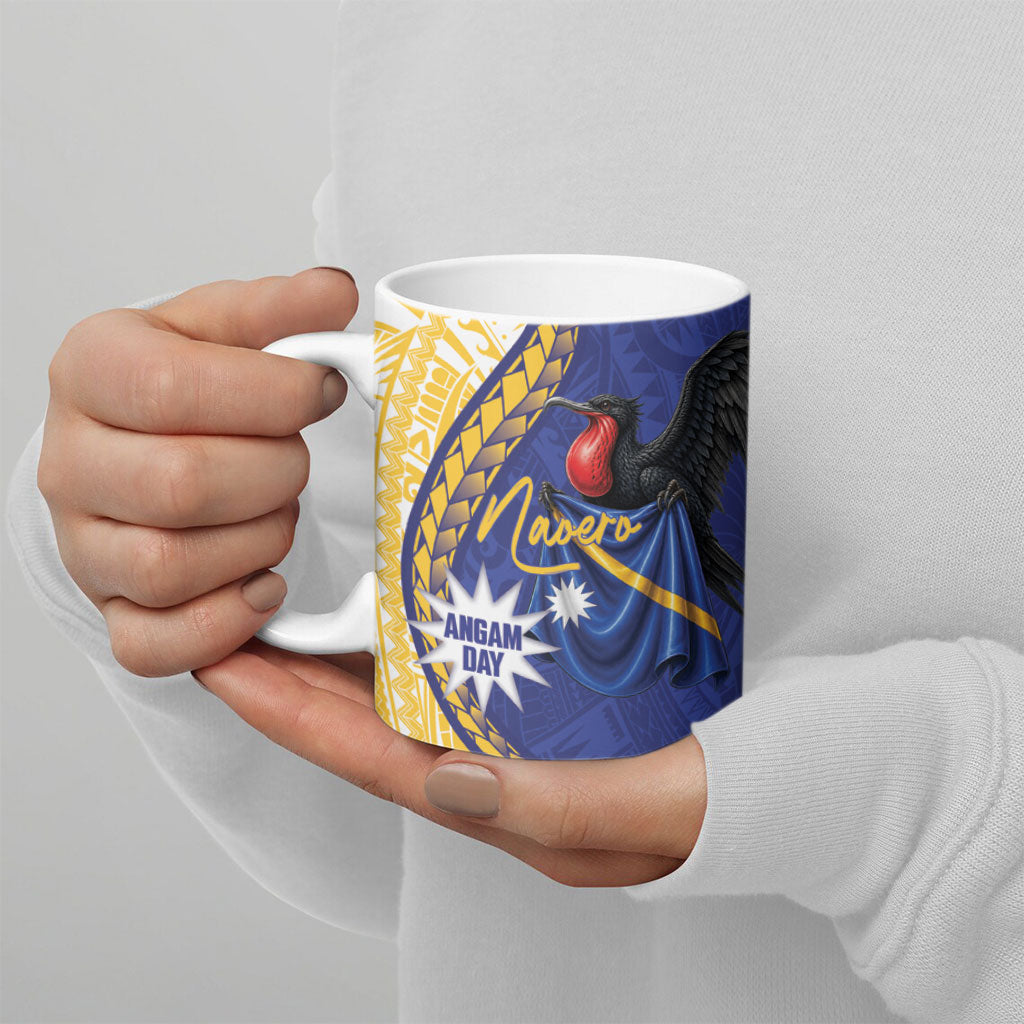 Personalised Nauru Angam Day Ceramic Mug Naoero Frigatebird With Flag Proud