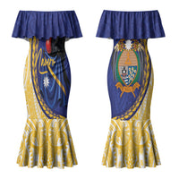 Personalised Nauru Angam Day Couples Matching Mermaid Dress and Hawaiian Shirt Naoero Frigatebird With Flag Proud