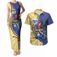 Personalised Nauru Angam Day Couples Matching Tank Maxi Dress and Hawaiian Shirt Naoero Frigatebird With Flag Proud