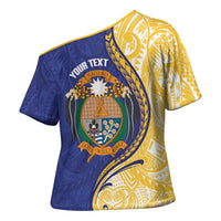 Personalised Nauru Angam Day Cross Shoulder Shirt Naoero Frigatebird With Flag Proud
