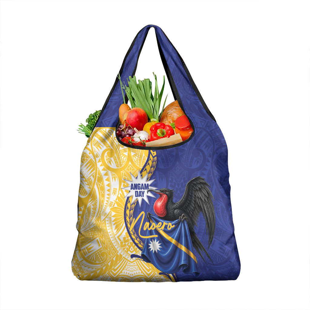Nauru Angam Day Grocery Bag Naoero Frigatebird With Flag Proud
