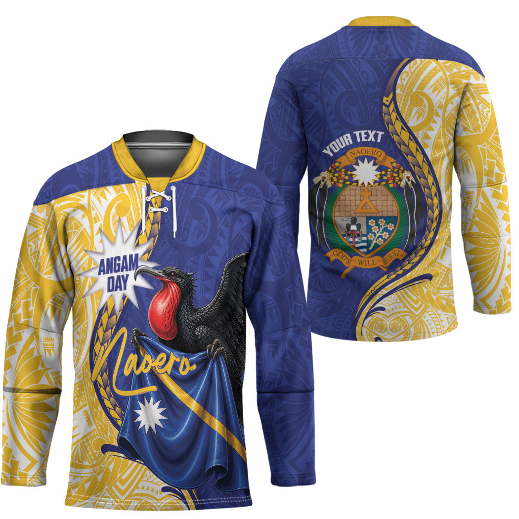 Personalised Nauru Angam Day Hockey Jersey Naoero Frigatebird With Flag Proud