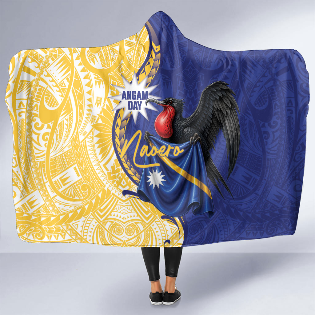 Nauru Angam Day Hooded Blanket Naoero Frigatebird With Flag Proud