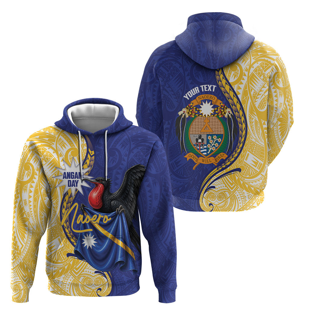 Personalised Nauru Angam Day Hoodie Naoero Frigatebird With Flag Proud