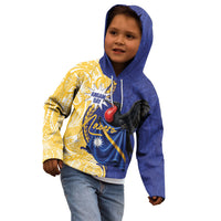 Personalised Nauru Angam Day Kid Hoodie Naoero Frigatebird With Flag Proud