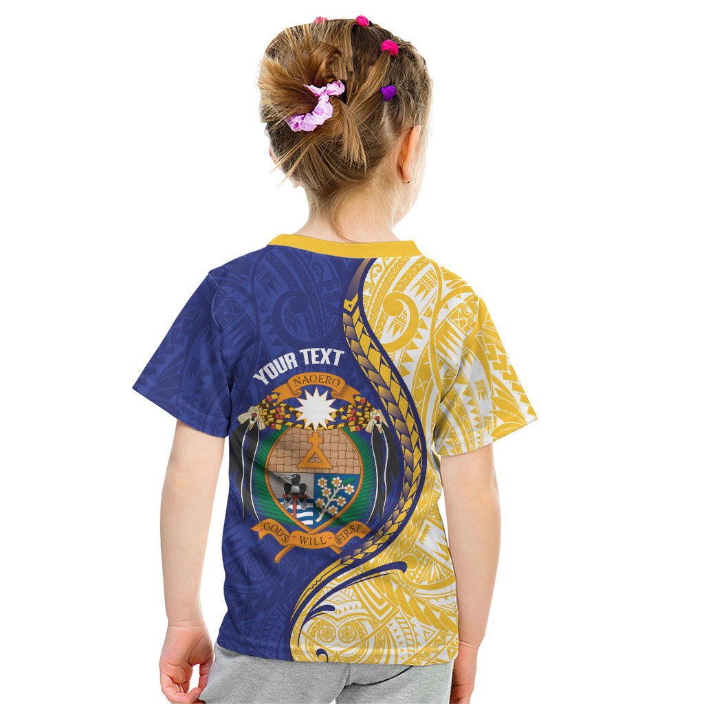 Personalised Nauru Angam Day Kid T Shirt Naoero Frigatebird With Flag Proud