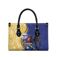 Nauru Angam Day Leather Bag Naoero Frigatebird With Flag Proud