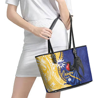 Nauru Angam Day Leather Tote Bag Naoero Frigatebird With Flag Proud