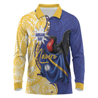 Personalised Nauru Angam Day Long Sleeve Polo Shirt Naoero Frigatebird With Flag Proud