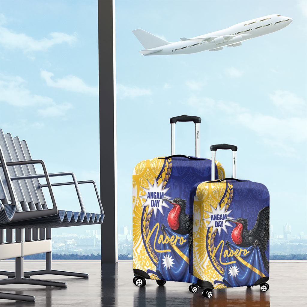 Nauru Angam Day Luggage Cover Naoero Frigatebird With Flag Proud