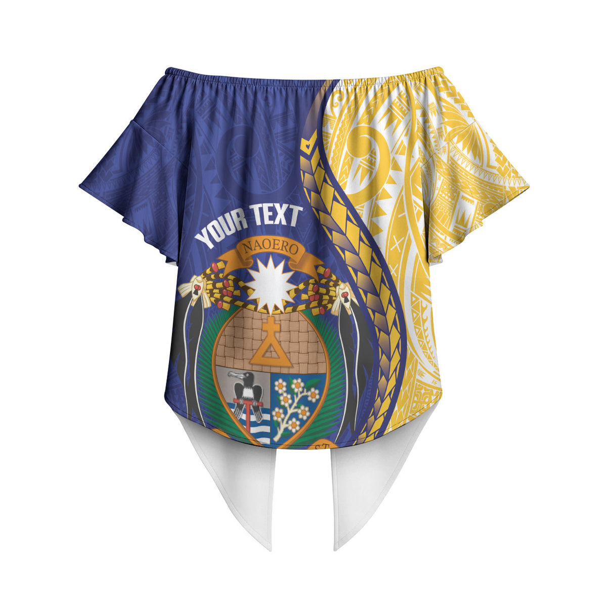 Personalised Nauru Angam Day Off Shoulder Wrap Waist Top Naoero Frigatebird With Flag Proud