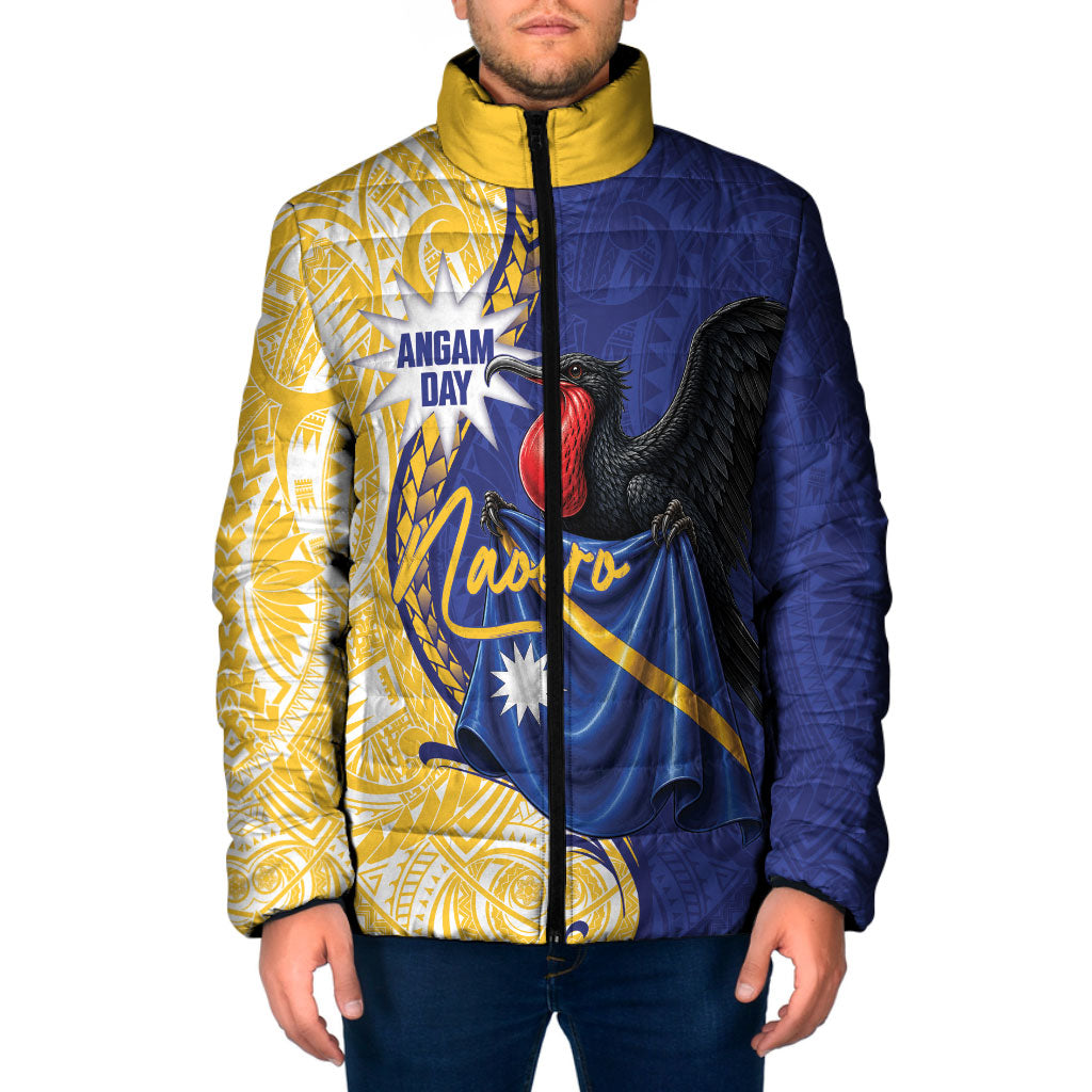 Personalised Nauru Angam Day Padded Jacket Naoero Frigatebird With Flag Proud