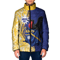 Personalised Nauru Angam Day Padded Jacket Naoero Frigatebird With Flag Proud