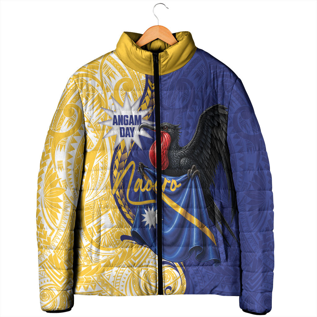 Personalised Nauru Angam Day Padded Jacket Naoero Frigatebird With Flag Proud