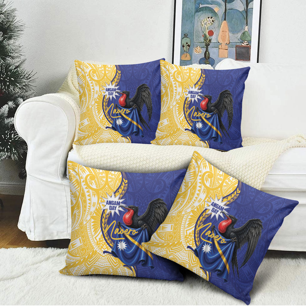 Nauru Angam Day Pillow Cover Naoero Frigatebird With Flag Proud