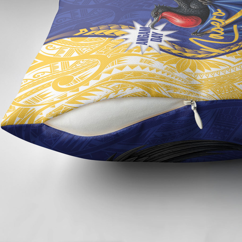 Nauru Angam Day Pillow Cover Naoero Frigatebird With Flag Proud