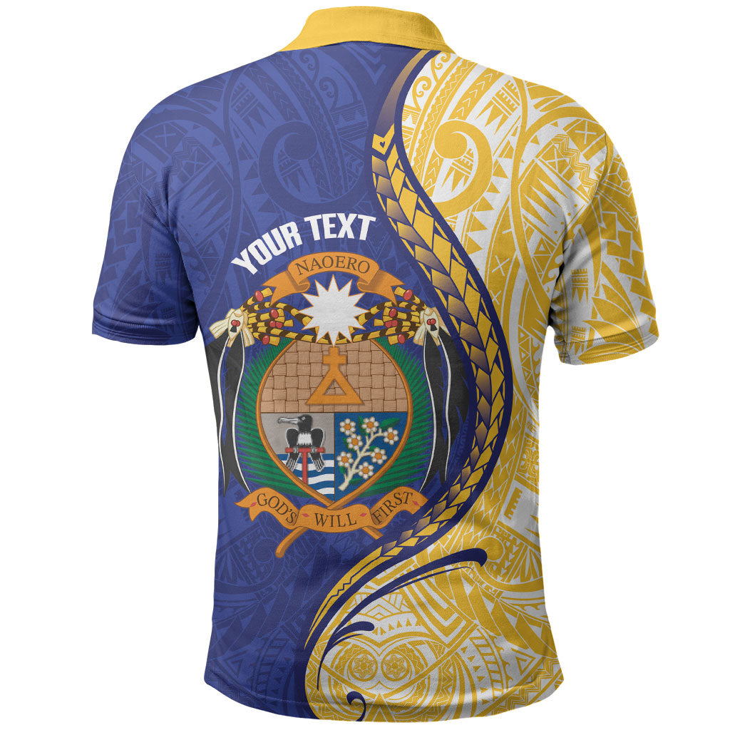 Personalised Nauru Angam Day Polo Shirt Naoero Frigatebird With Flag Proud