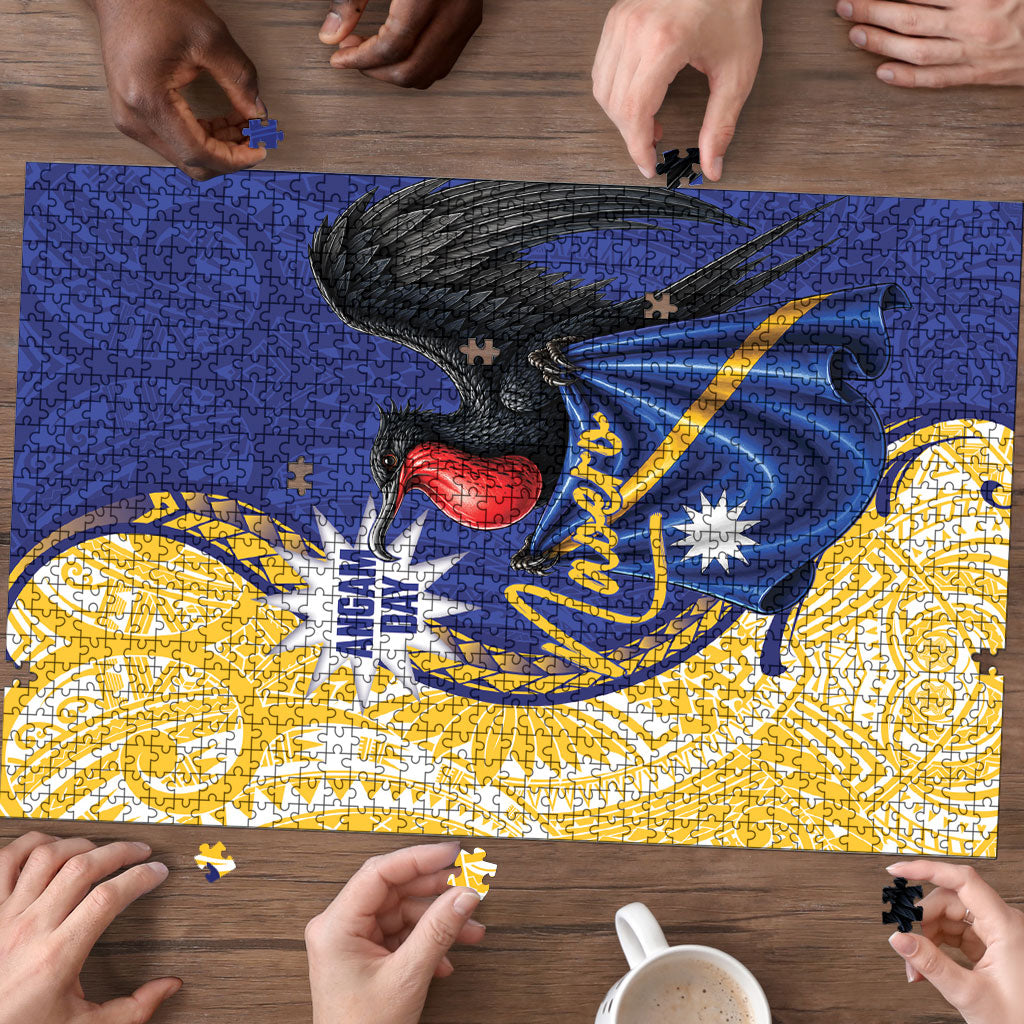 Nauru Angam Day Puzzle Naoero Frigatebird With Flag Proud