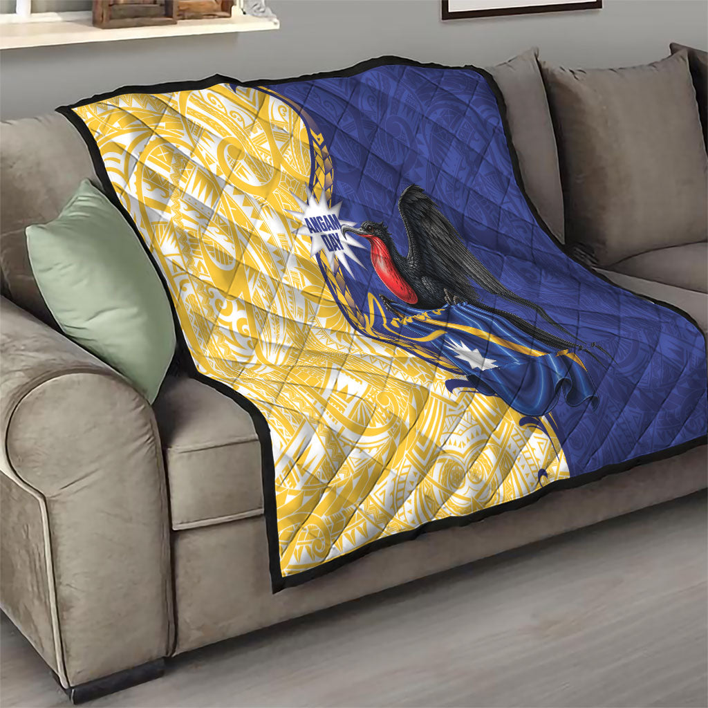 Nauru Angam Day Quilt Naoero Frigatebird With Flag Proud