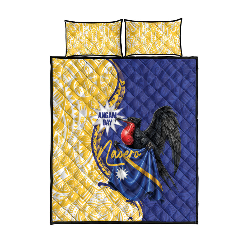 Nauru Angam Day Quilt Bed Set Naoero Frigatebird With Flag Proud