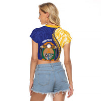 Personalised Nauru Angam Day Raglan Cropped T Shirt Naoero Frigatebird With Flag Proud