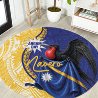 Nauru Angam Day Round Carpet Naoero Frigatebird With Flag Proud