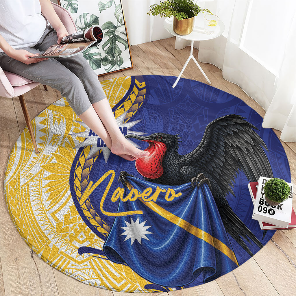 Nauru Angam Day Round Carpet Naoero Frigatebird With Flag Proud