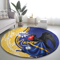 Nauru Angam Day Round Carpet Naoero Frigatebird With Flag Proud