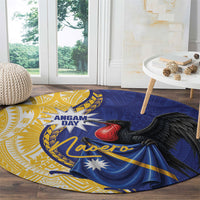 Nauru Angam Day Round Carpet Naoero Frigatebird With Flag Proud