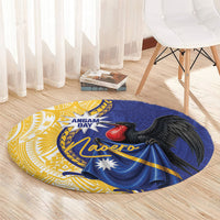 Nauru Angam Day Round Carpet Naoero Frigatebird With Flag Proud