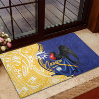 Nauru Angam Day Rubber Doormat Naoero Frigatebird With Flag Proud
