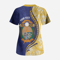 Personalised Nauru Angam Day Scrub Top Naoero Frigatebird With Flag Proud