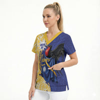 Personalised Nauru Angam Day Scrub Top Naoero Frigatebird With Flag Proud
