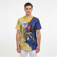 Personalised Nauru Angam Day Scrub Top Naoero Frigatebird With Flag Proud